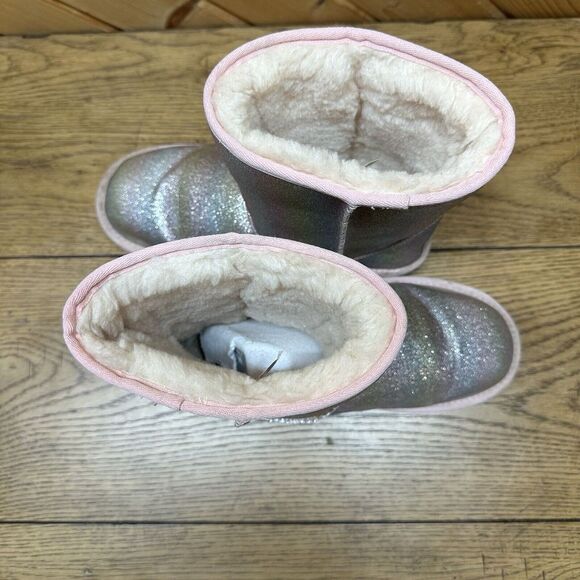Ugg Classic II Metallic Glitter Pink Boots 6 Kids Rainbow Glitter 1130784K EUC - Picture 8 of 10